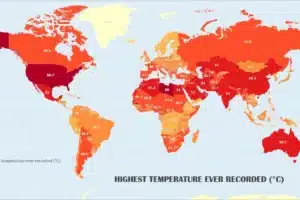 Las temperaturas más altas jamás registradas en el mundo, por países.