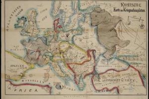 Mapa cómimo de Battlefield o vista de pájaro de Europa