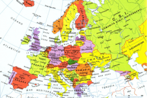 Mapa de Europa italiano, con proyección azimutal