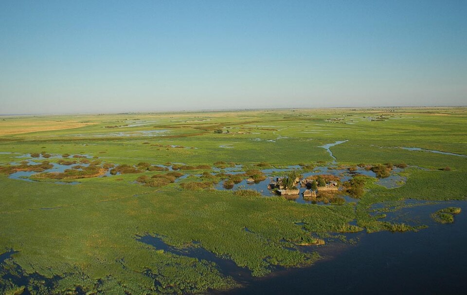 Vista de un pueblo en la Franja de Caprivi.