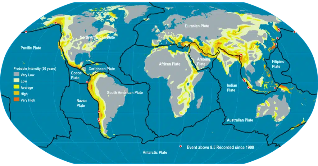 Mapa de las placas tectónicas