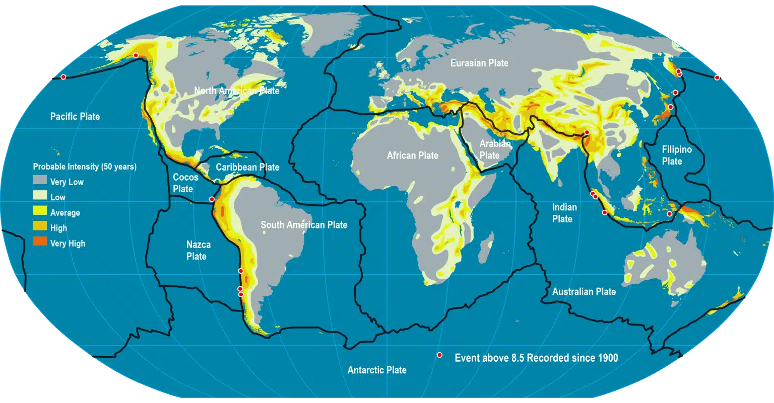 Mapa de las placas tectónicas