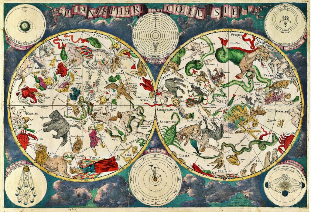 Un mapa celestial del siglo XVII, por el cartográfo holandés Frederik de Wit